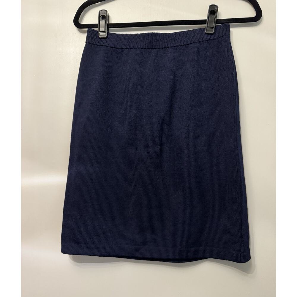 ST. JOHN Collection Marie Gray Sz 6 Navy Blue Santana Knit Pencil Skirt